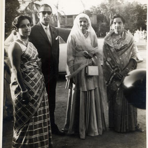 Fatima Jinna visiting HM Silk Mills in 1971